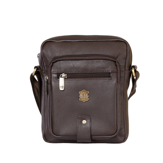 Kuger-Brent Citron Brown Genuine Leather Unisex Sling Bag