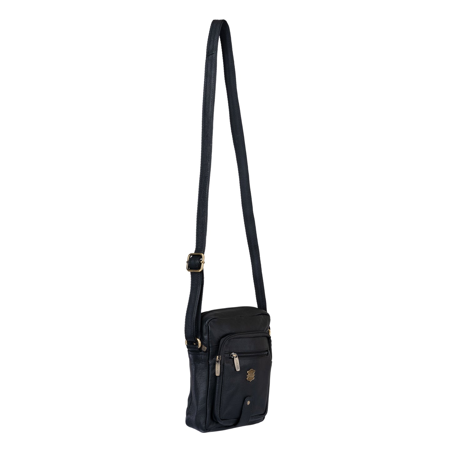 Kuger-Brent Citron Black Genuine Leather Unisex Sling Bag