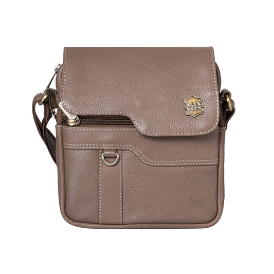 Kuger-Brent Aspen Taupe Genuine Leather Unisex Sling Bag