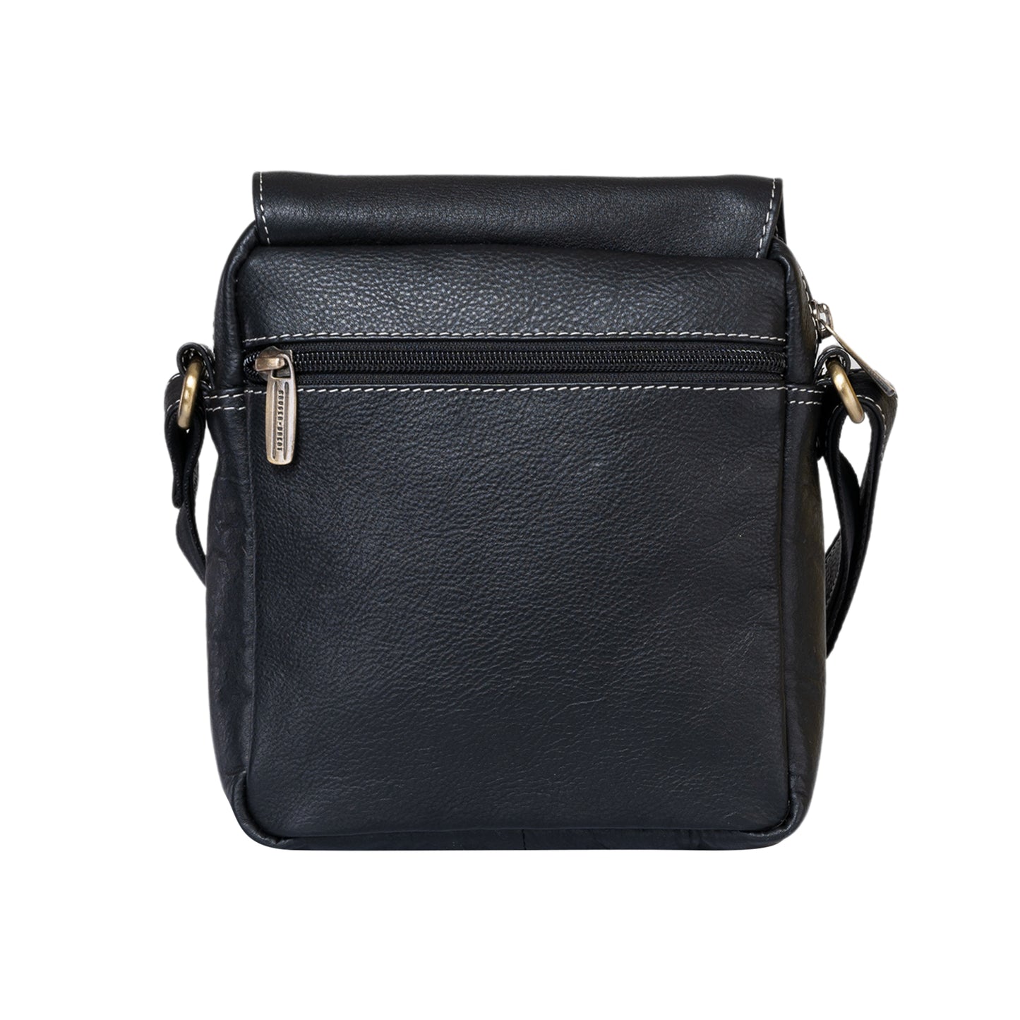 Kuger-Brent Aspen Black Genuine Leather Unisex Sling Bag