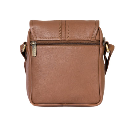 Kuger-Brent Eryx Tan Genuine Leather Unisex Sling Bag