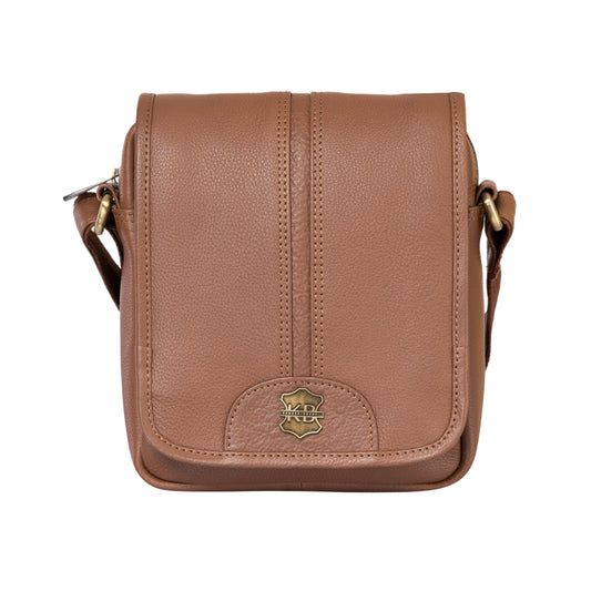 Kuger-Brent Eryx Tan Genuine Leather Unisex Sling Bag