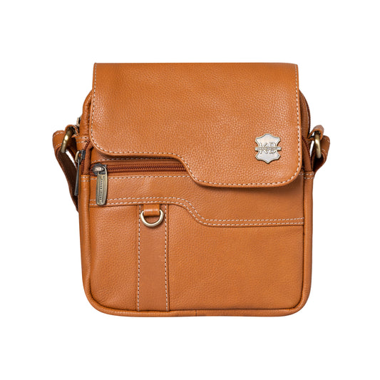 Kuger-Brent Aspen Cognac Genuine Leather Unisex Sling Bag