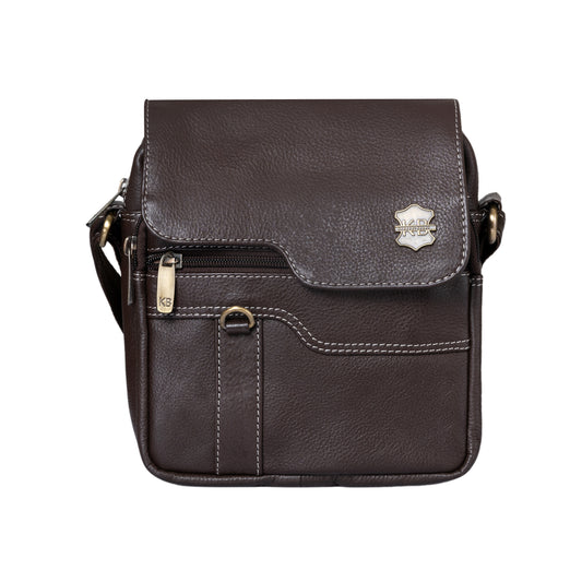 Kuger-Brent Aspen Brown Genuine Leather Unisex Sling Bag