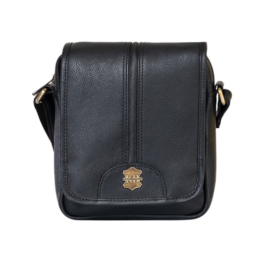 Kuger-Brent Eryx Black Genuine Leather Unisex Sling Bag