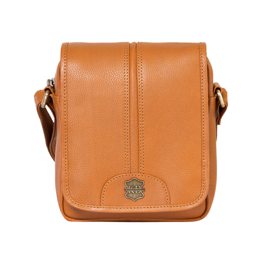 Kuger-Brent Eryx Cognac Genuine Leather Unisex Sling Bag