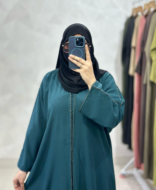 Elegant Dubai Lace - Front Open Abaya, Dubai Azra Fabric With Stall