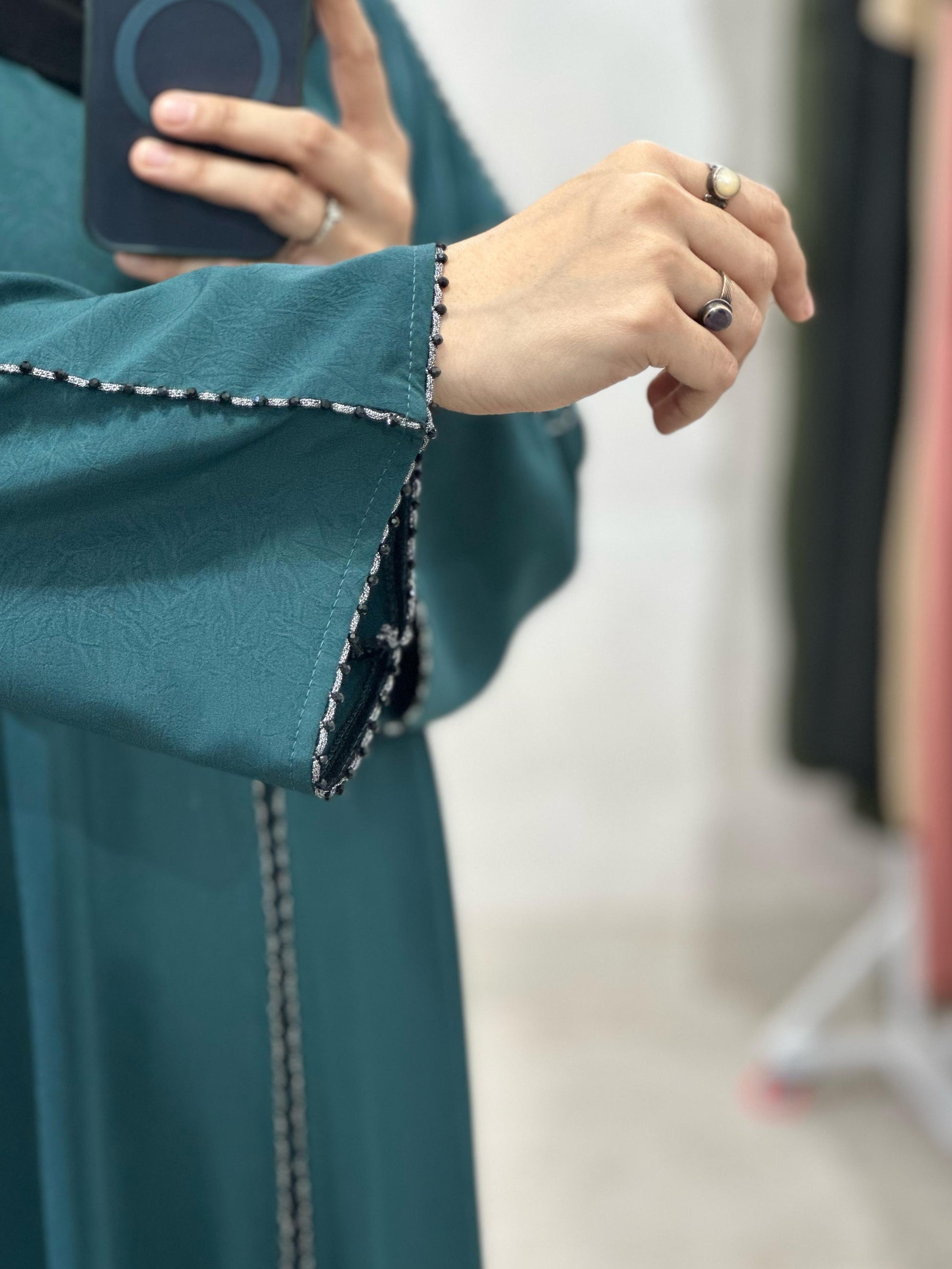 Elegant Dubai Lace - Front Open Abaya, Dubai Azra Fabric With Stall