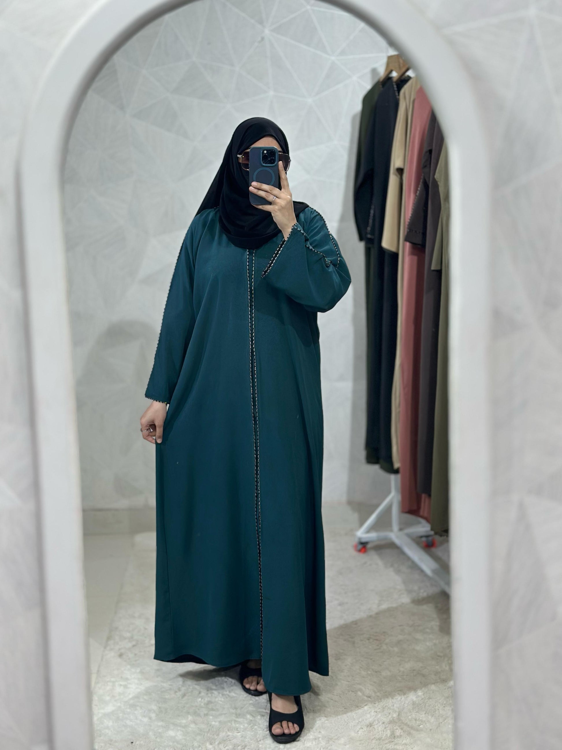 Elegant Dubai Lace - Front Open Abaya, Dubai Azra Fabric With Stall