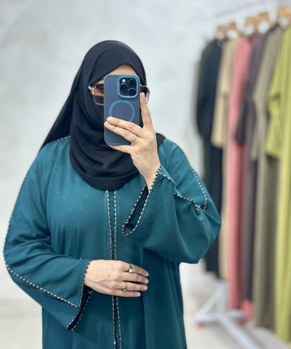 Elegant Dubai Lace - Front Open Abaya, Dubai Azra Fabric With Stall