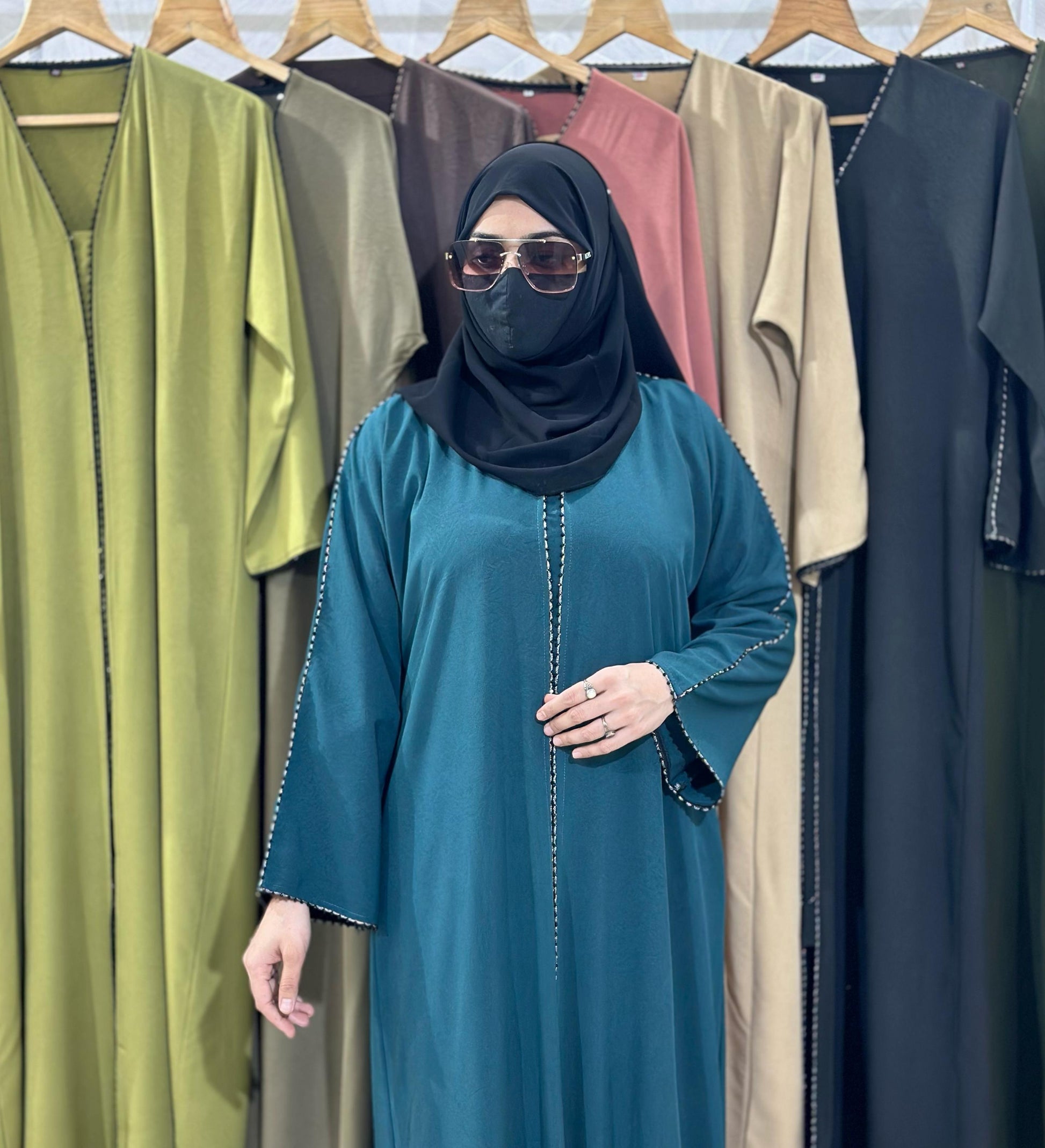 Elegant Dubai Lace - Front Open Abaya, Dubai Azra Fabric With Stall