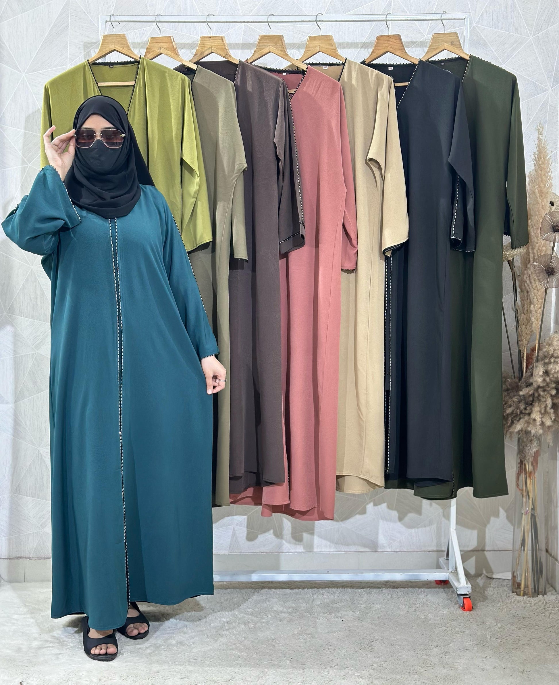 Elegant Dubai Lace - Front Open Abaya, Dubai Azra Fabric With Stall