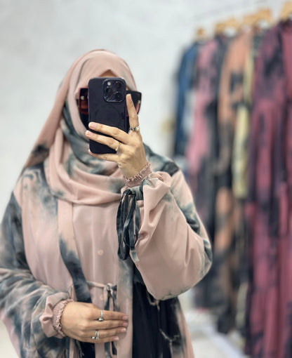 Two Piece Double Layer Beautiful Three frill Shrug Abaya Elastic Sleeves