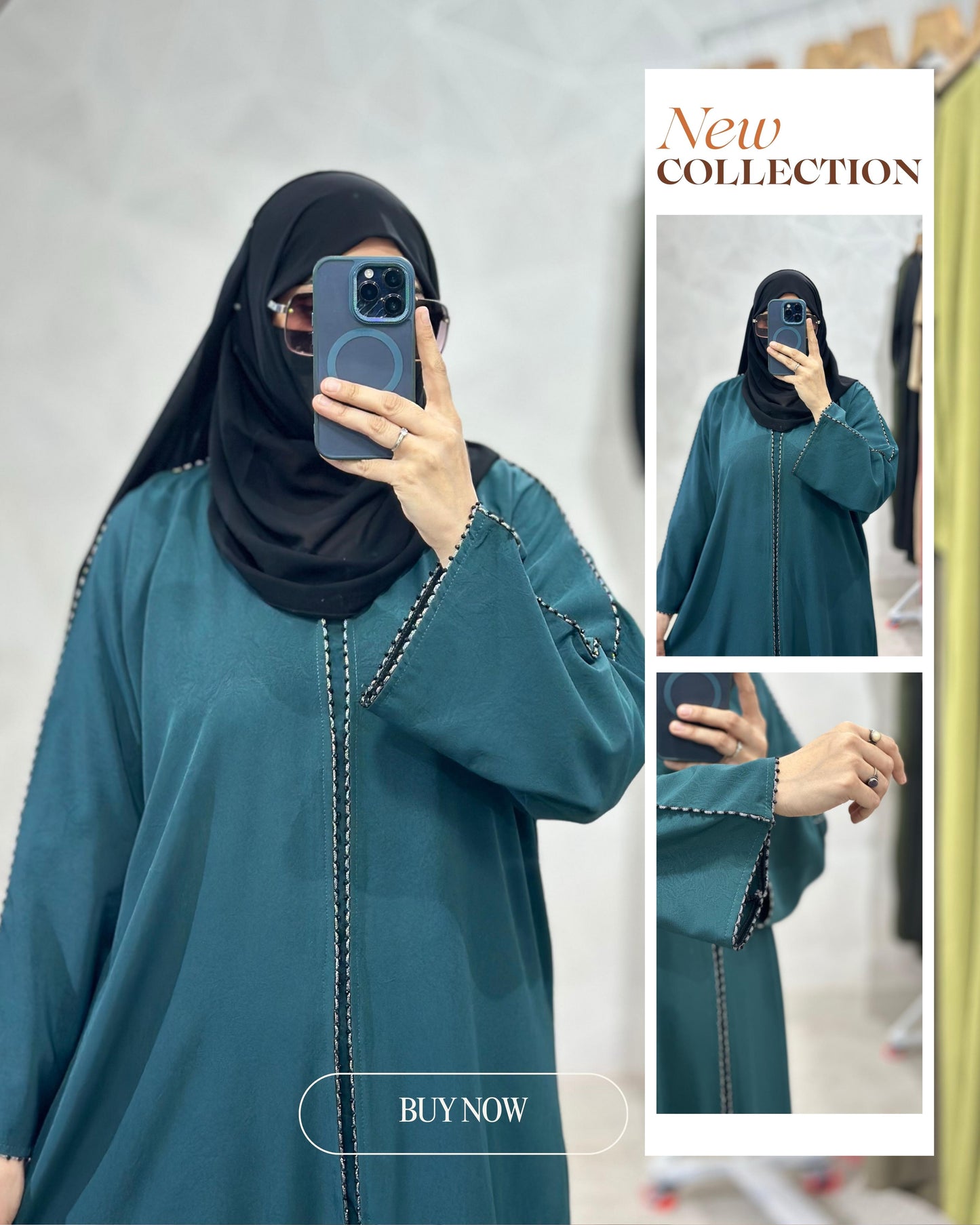 Elegant Dubai Lace - Front Open Abaya, Dubai Azra Fabric With Stall