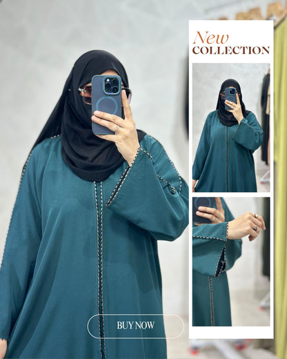Elegant Dubai Lace - Front Open Abaya, Dubai Azra Fabric With Stall