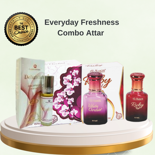 Everyday Freshness Combo Attar – Delightful, White Orchid & Ruby Red
