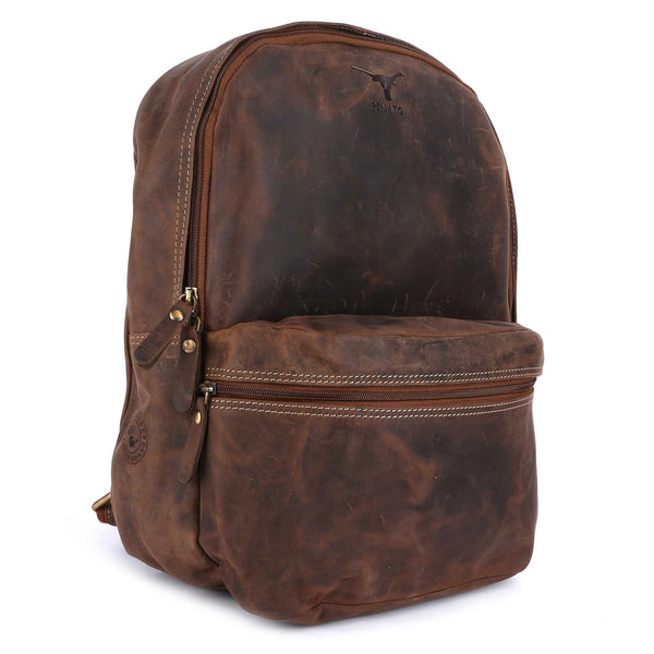 Pinato Genuine Leather Camel Backpack for Women & Men (PL-2318)
