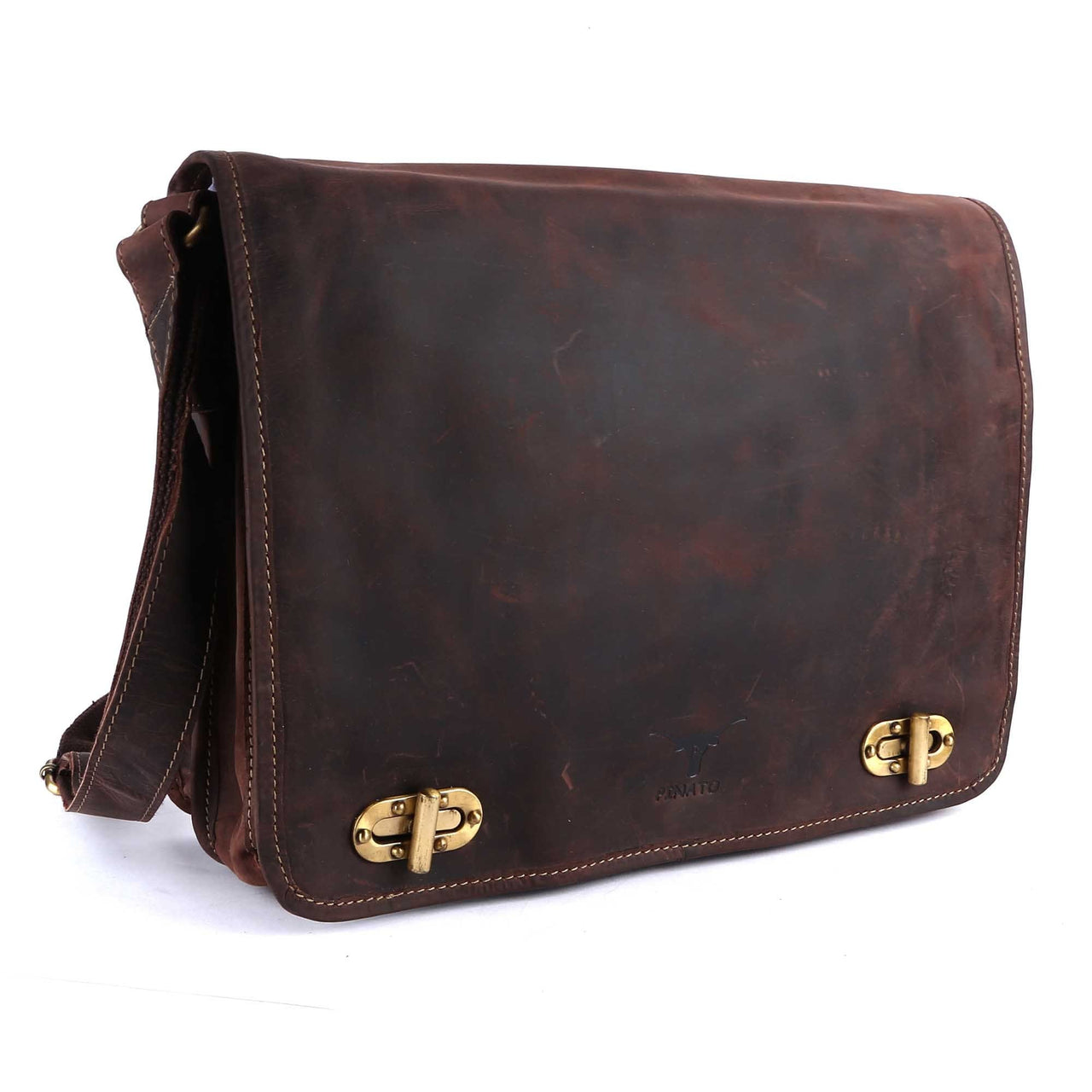 Pinato Genuine Leather Laptop Bag Brown for Men & Women (PL-2418)