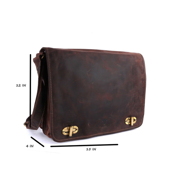 Pinato Genuine Leather Laptop Bag Brown for Men & Women (PL-2418)