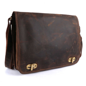 Pinato Genuine Leather Cognac Messenger Laptop Bag for Men & Women (PL-2418)