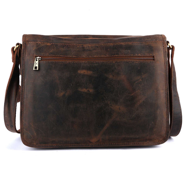 Pinato Genuine Leather Cognac Messenger Laptop Bag for Men & Women (PL-2418)