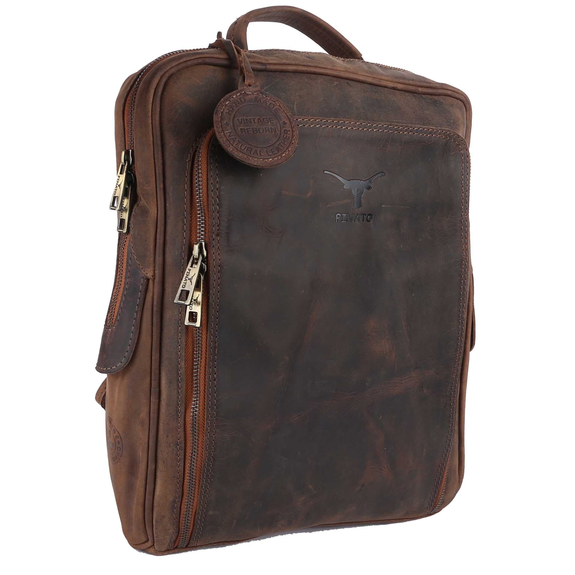 Pinato Genuine Leather Cognac Backpack for Men & Women (PL-2618)