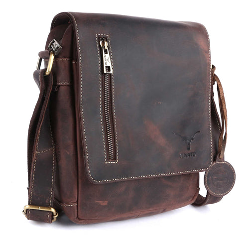 Pinato Genuine  Leather Messenger Bag Brown for Women & Men (PL-2718)