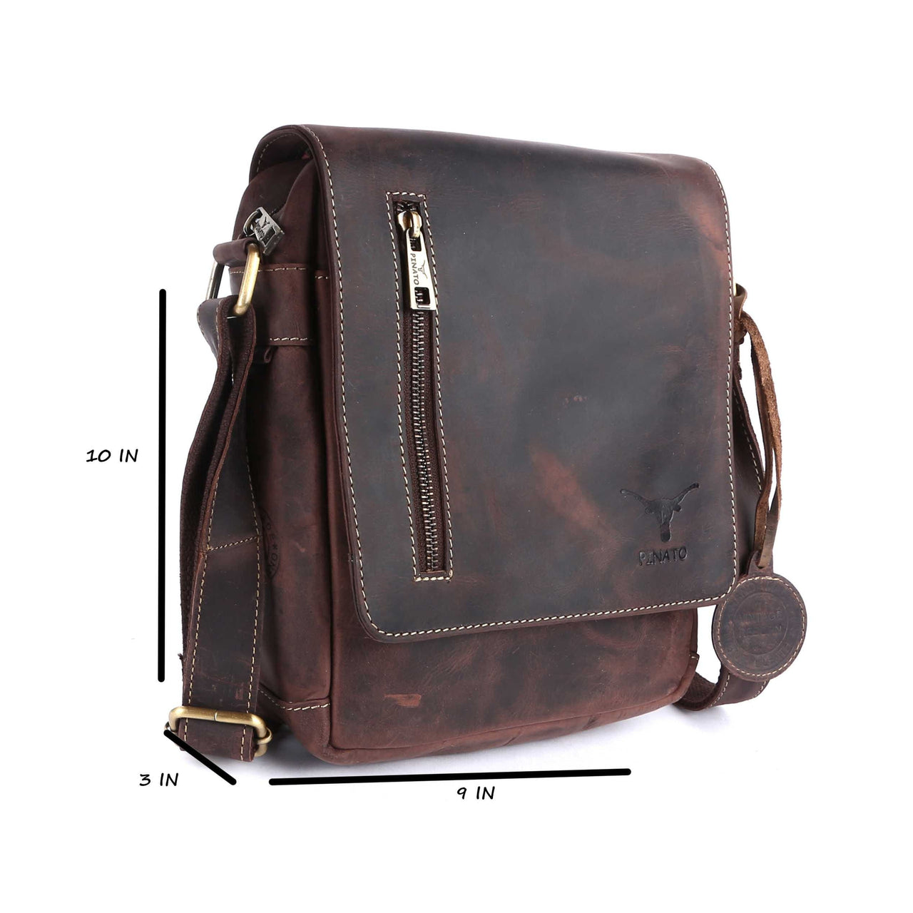 Pinato Genuine  Leather Messenger Bag Brown for Women & Men (PL-2718)