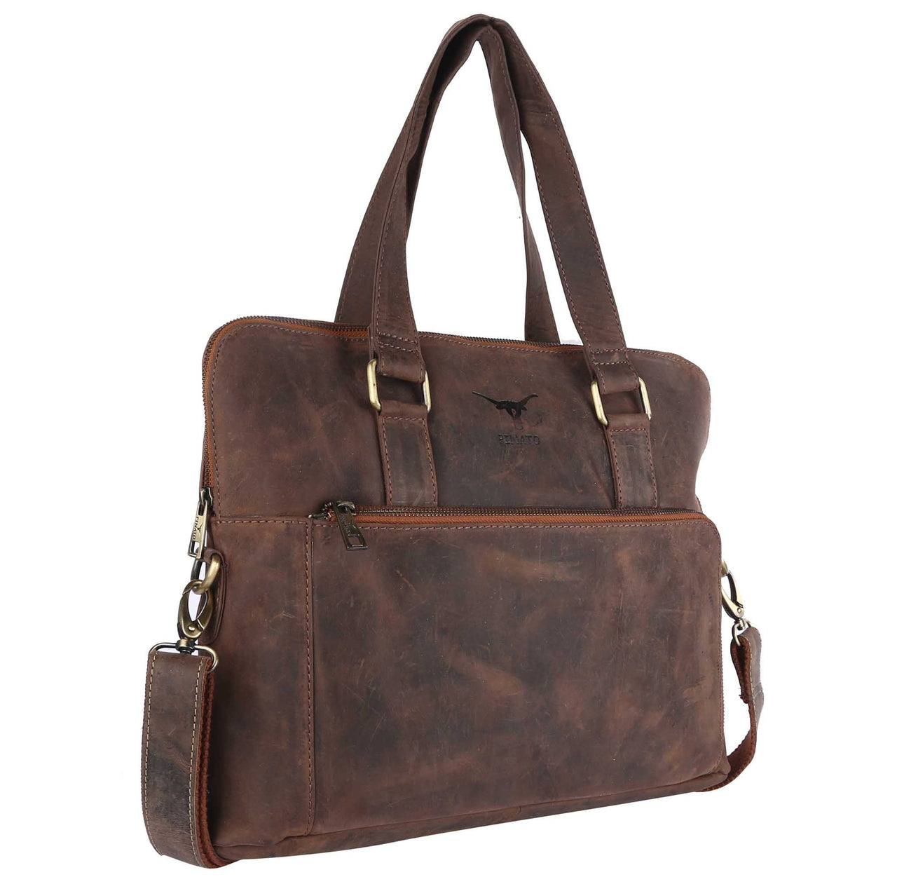 Pinato Genuine Leather Cognac Messenger Laptop Bag for Men & Women (PL-3918)