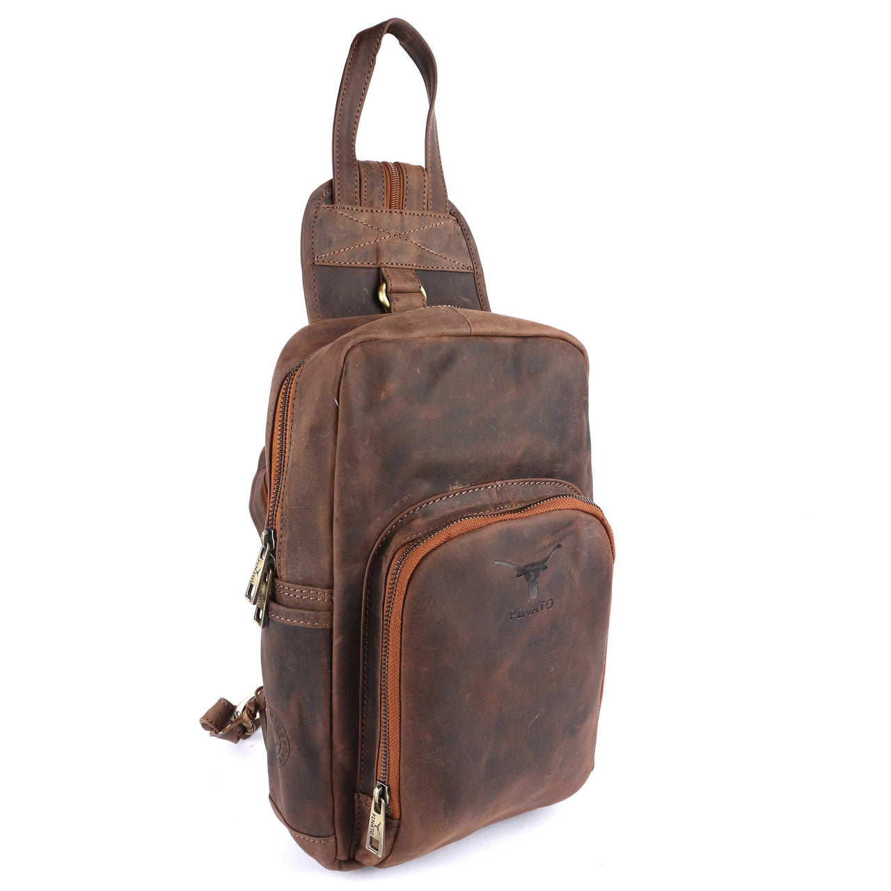 Pinato Genuine Leather Cognac Backpack for Men & Women (PL-4018)
