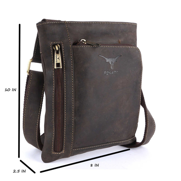 Pinato Genuine Leather Messenger Bag Brown for Women & Men (PL-4418)