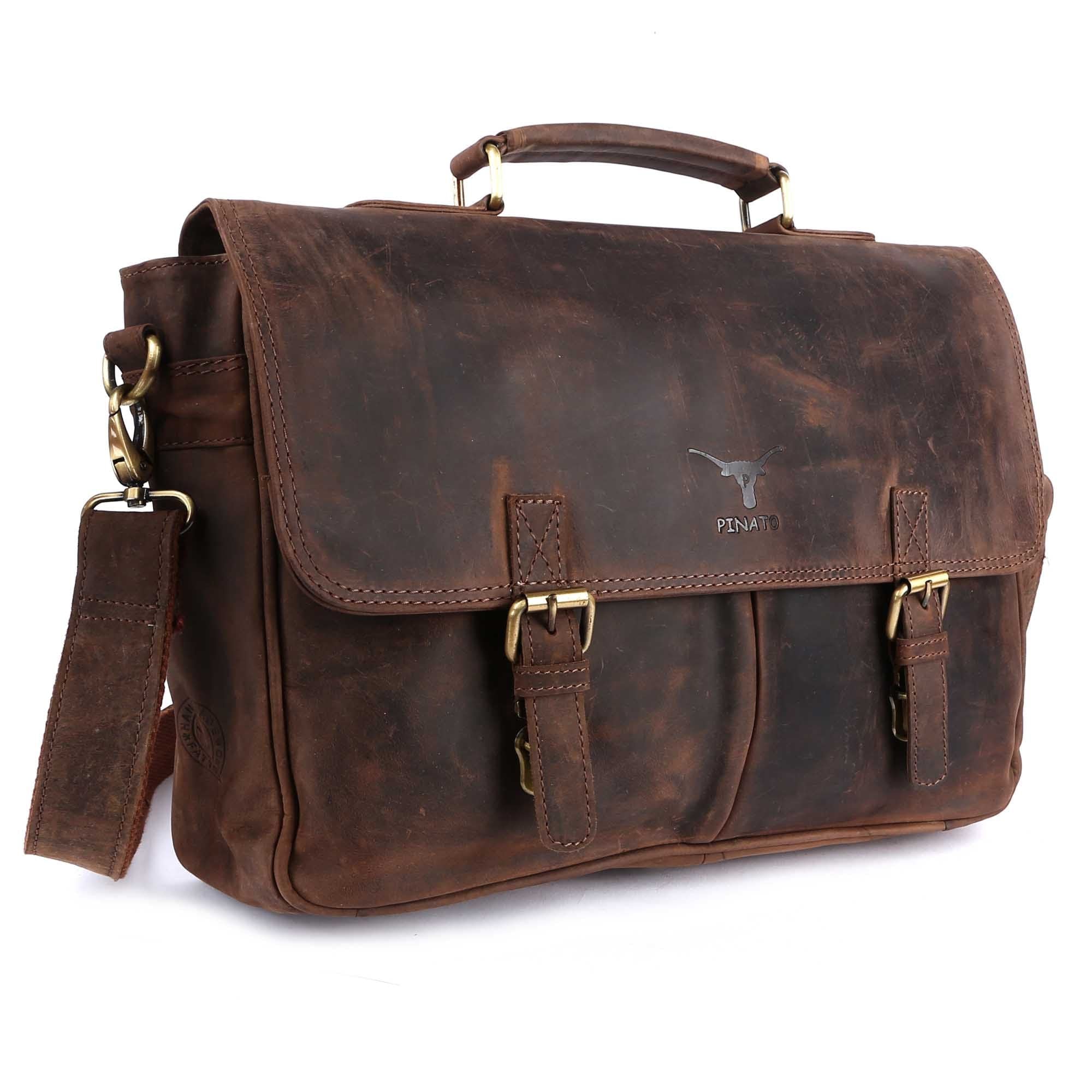 Pinato Genuine Leather Cognac Briefcase, Portfolio, Messenger Bag for Men & Women (PL-5118)