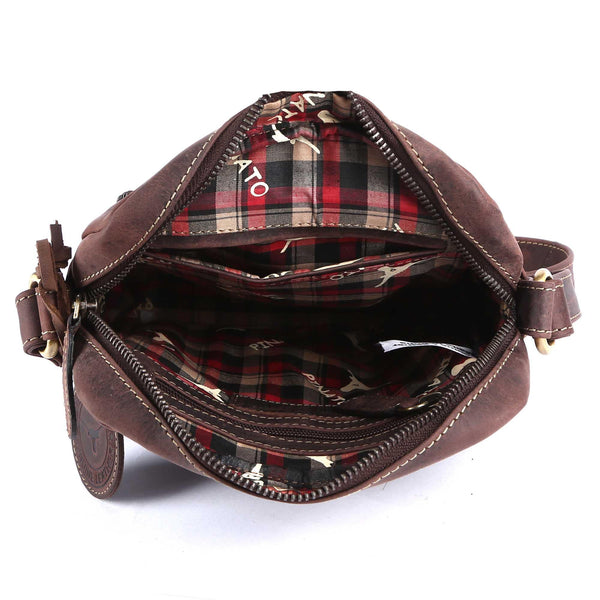 Pinato Genuine Leather Messenger Bag Brown for Women & Men (PL-5716)