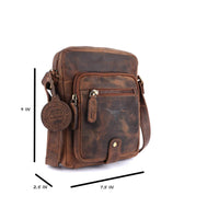 Thumbnail for Pinato Genuine Leather Cognac Messenger Bag for Men & Women (PL-5716)