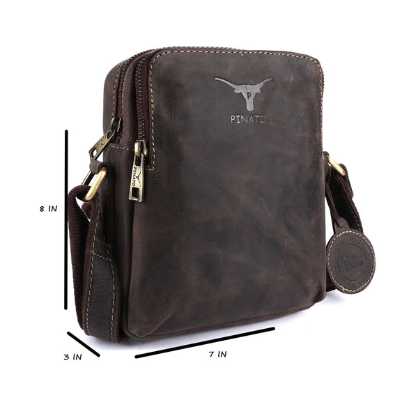 Pinato Genuine Leather Messenger Bag Brown for Women & Men (PL-5818)