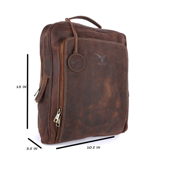 Pinato Genuine Leather Camel Backpack for Women & Men (PL-5918)
