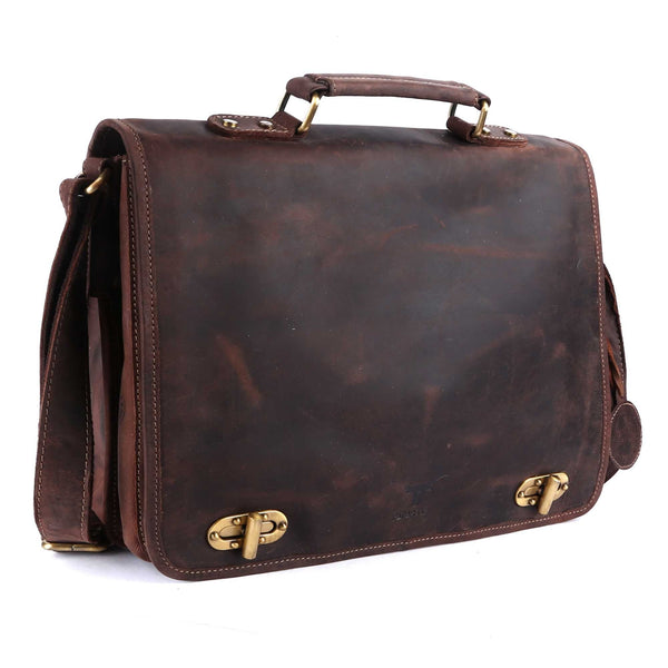 Pinato Genuine Leather Laptop Bag Brown for Men & Women (PL-6218)