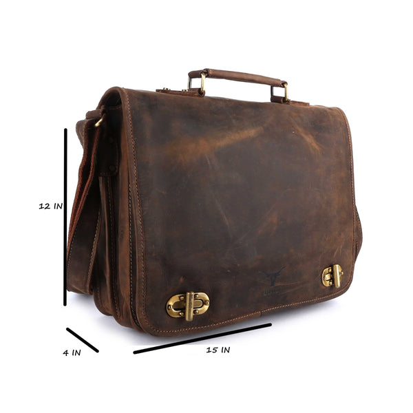 Pinato Genuine Leather Messenger Laptop Bag for Men & Women (PL-6218)