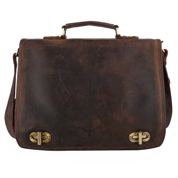 Pinato Genuine Leather Cognac Messenger, Laptop, Briefcase Bag for Men & Women (PL-6218)