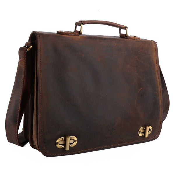 Pinato Genuine Leather Cognac Messenger, Laptop, Briefcase Bag for Men & Women (PL-6218)