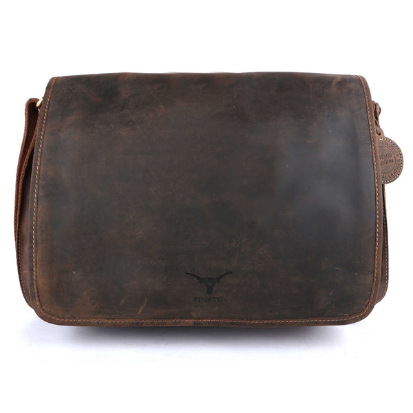 Pinato Genuine Leather Messenger Laptop Bag for Men & Women (PL-6518)