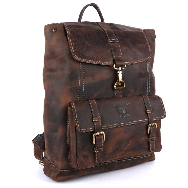 Pinato Genuine Leather Camel Backpack for Women & Men (PL-7717)