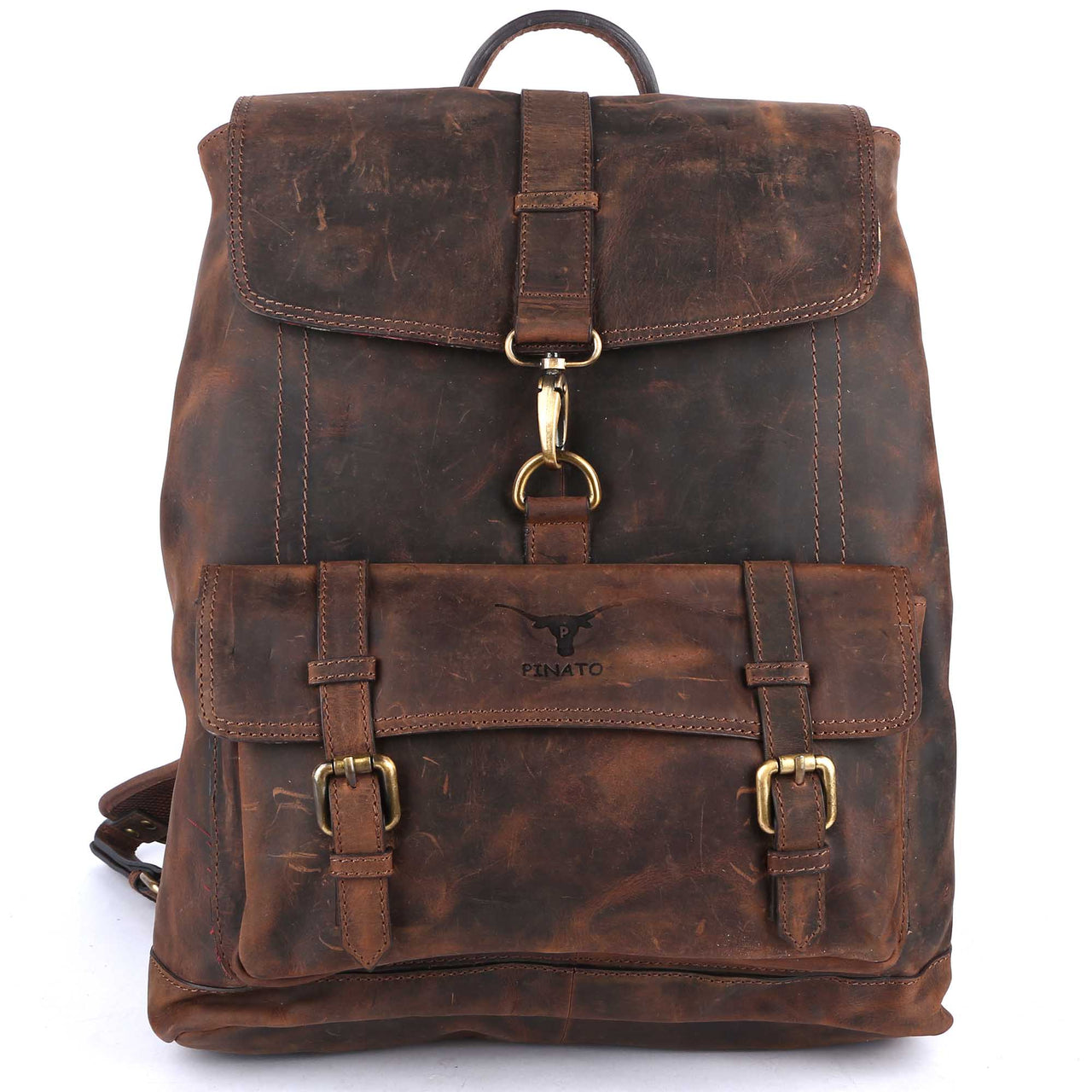 Pinato Genuine Leather Cognac Backpack for Men & Women (PL-7717)